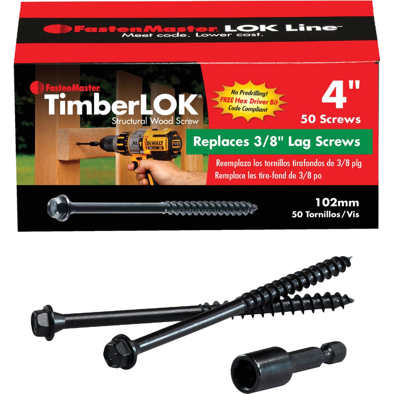 Fastenmaster Timberlok 4 In. Countersunk Hex Washer Structure Screw (50 Ct.)