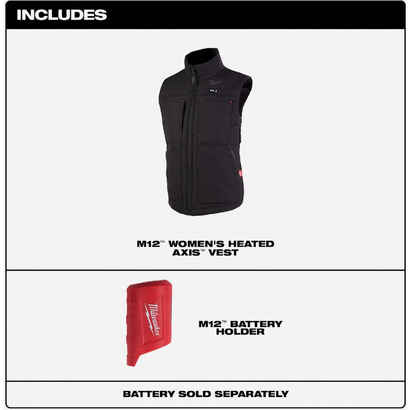 Milwaukee M12 AXIS Women's Black Cordless Heated Vest, XL