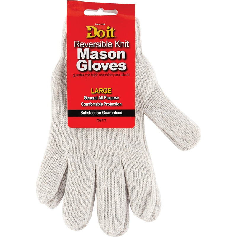 Do it Men's Large Reversible Knit Mason Glove, White