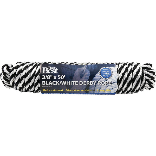 Do it Best 3/8 In. x 50 Ft. Black & White Derby Polypropylene Packaged Rope