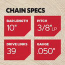Oregon S39 AdvanceCut Saw Chain for 10 in. Bar - 39 Drive Links - fits Echo, Poulan, McCulloch, Makita, Dolmar and more
