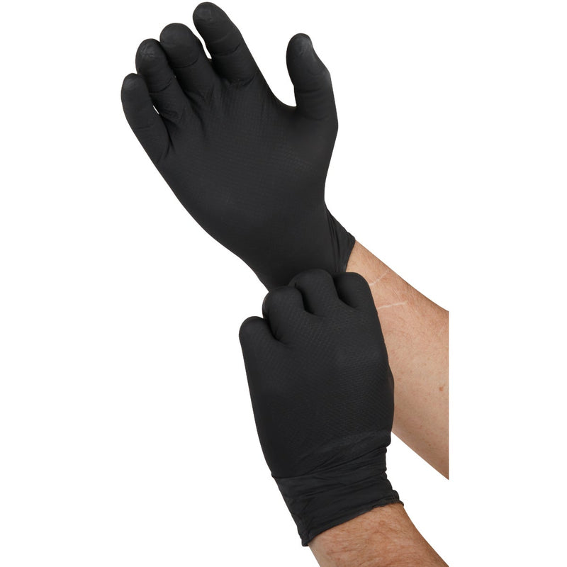 Grippaz XL Black Nitrile Fish Scale Texture Disposable Gloves (50-Pack)