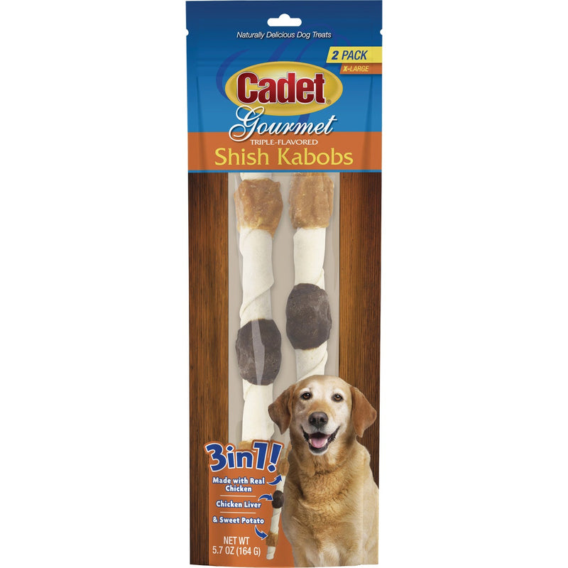 Cadet 10 In. Gourmet Beef Hide Shish Kabob XL Dog Treats (2-Pack)