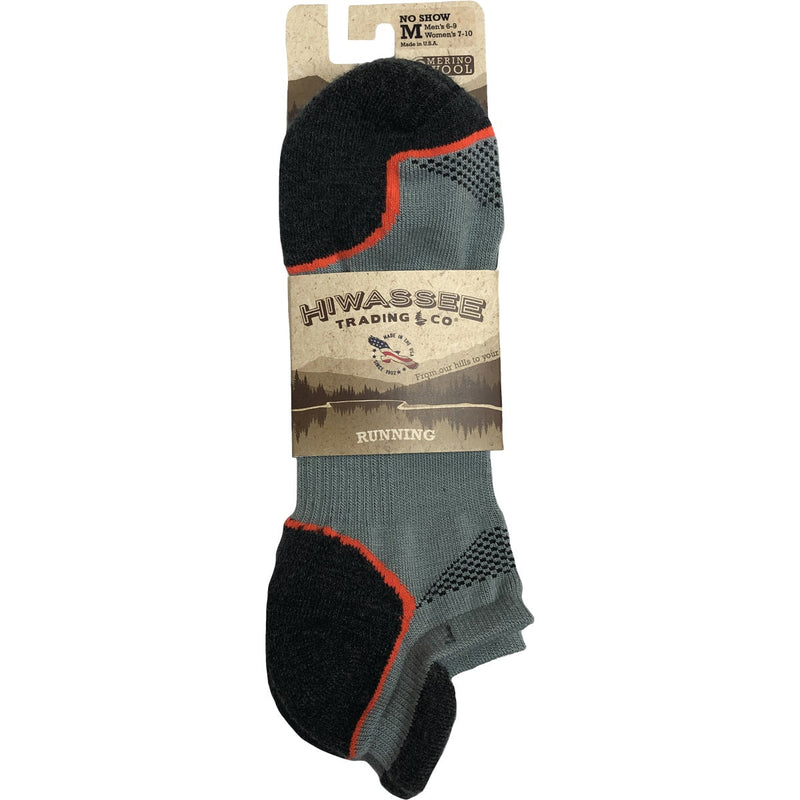 Hiwassee Trading Company Large Gray Lightweight Tech No-Show Sock