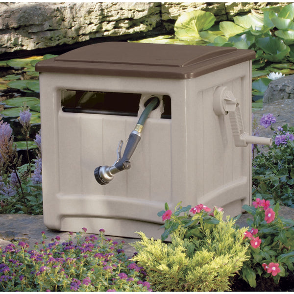 Suncast Smart Trak Hideaway 225 Ft. x 5/8 In. Taupe w/Bronze Lid Resin Hose Reel