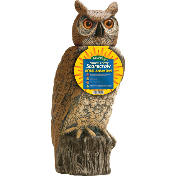 Gardeneer Natural Enemy Scarecrow 18 In. Solar Owl Pest Deterrent Decoy