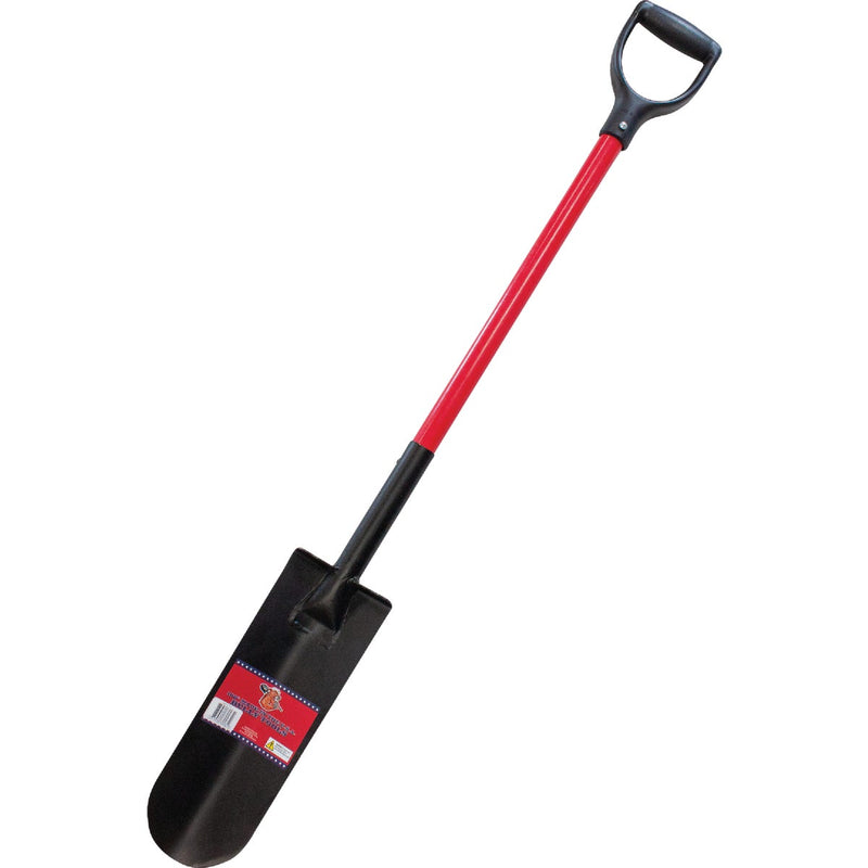 Bully Tools 12-Gauge 32 In. Fiberglass D-Handle Round Point Drain Spade