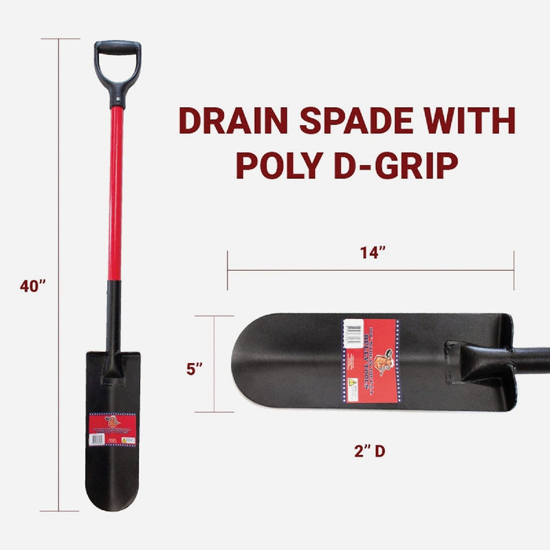 Bully Tools 12-Gauge 32 In. Fiberglass D-Handle Round Point Drain Spade