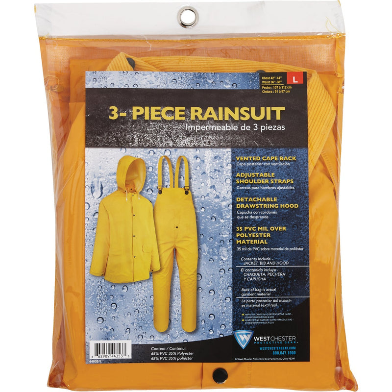West Chester Protective Gear Large 3-Piece Yellow PVC Rain Suit