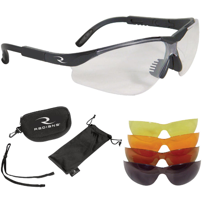 Radians T-85 Black Frame Shooting Glasses Kit with 5 Interchangeable Lenses