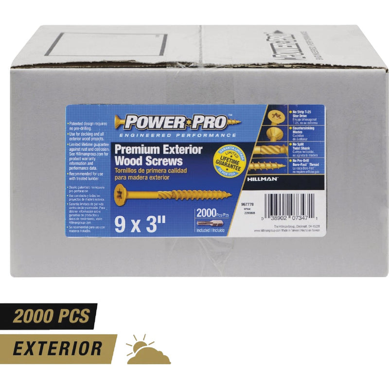 Hillman Power Pro #9 x 3 In. Bronze Ceramic Flat Head Star Exterior Wood Screw (2000 Ct., 1/4 Keg)