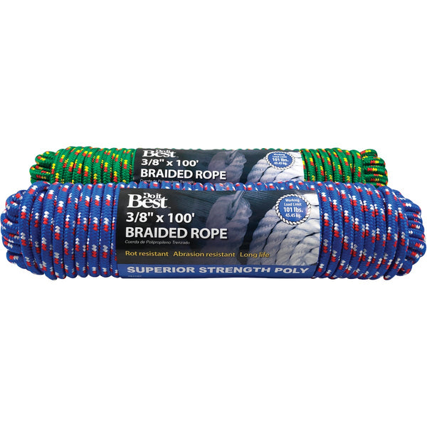 Do it Best 3/8 In. x 100 Ft. Assorted Colors Double Braided Polypropylene Packaged Rope