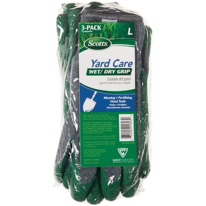 Scotts Yard Care Wet/Dry Grip Glove, Large (3-Pack)