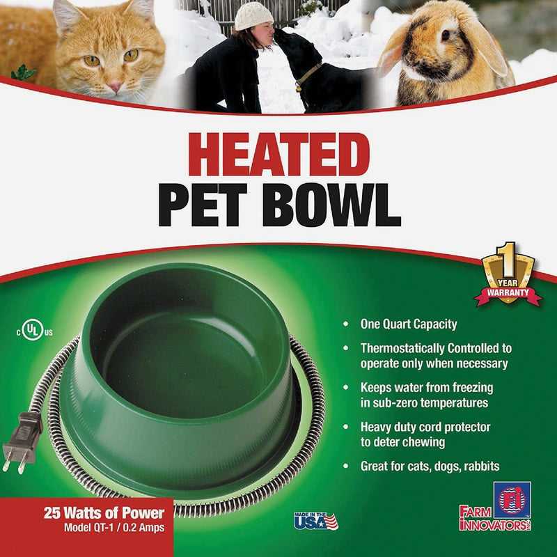 Farm Innovators 1 Qt. Plastic Heated Pet Bowl