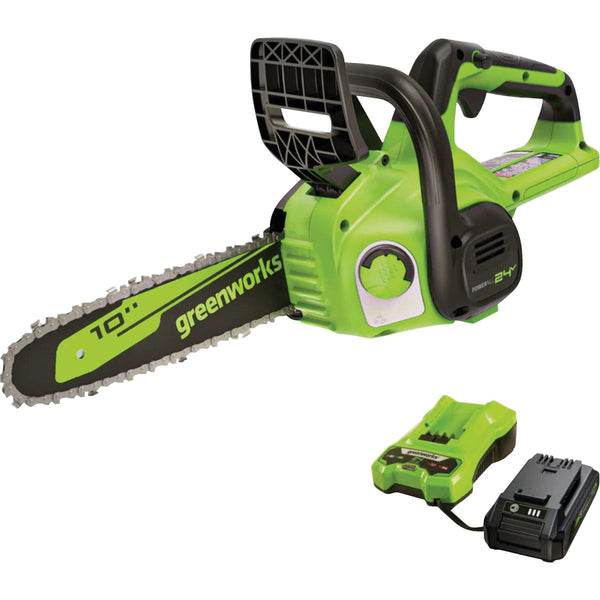 Greenworks 24V 10 In. Chainsaw with 2.0 Ah USB Battery & Charger
