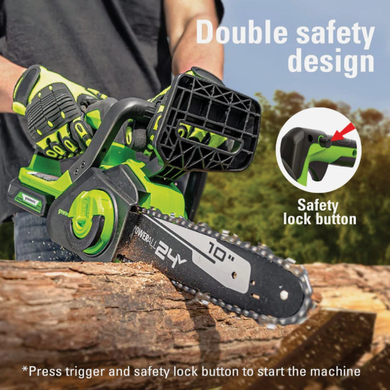 Greenworks 24V 10 In. Chainsaw with 2.0 Ah USB Battery & Charger