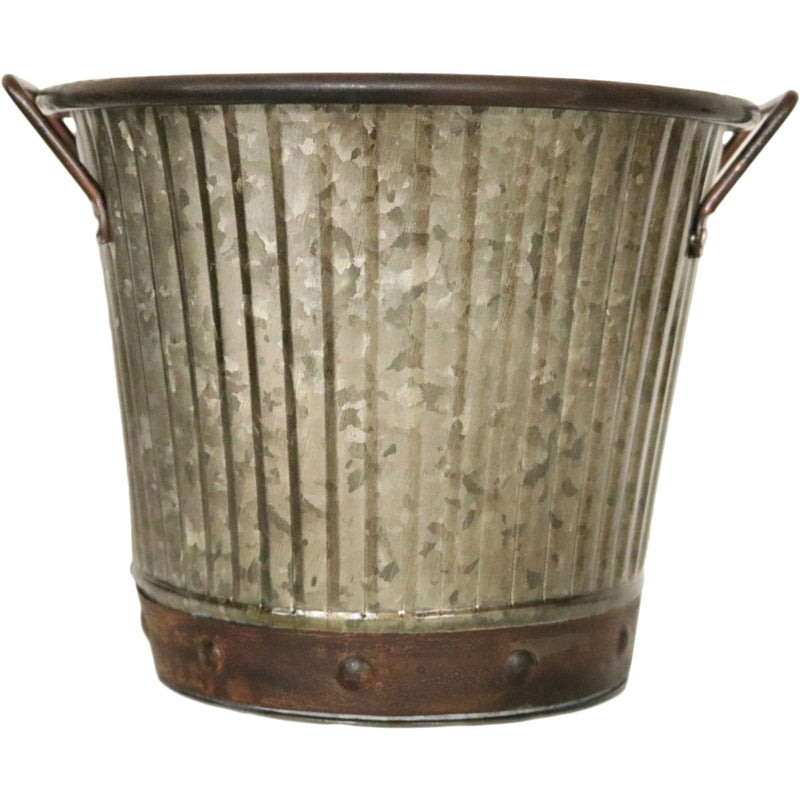 Robert Allen 7 In. x 8.5 In. x 8.5 In. Metal Aged Mocha Washboard Planter