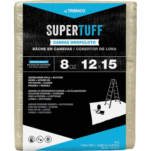 Trimaco SuperTuff 8 Oz. 12 Ft. x 15 Ft. Medium Weight Canvas Drop Cloth