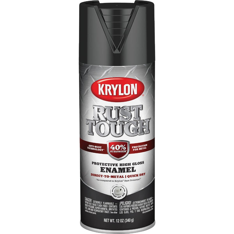 Krylon Rust Tough 12 Oz. Gloss Alkyd Enamel Spray Paint, Black