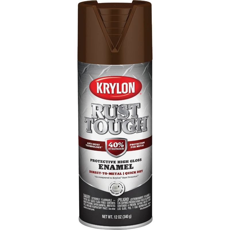 Krylon Rust Tough 12 Oz. Gloss Alkyd Enamel Spray Paint, Leather Brown