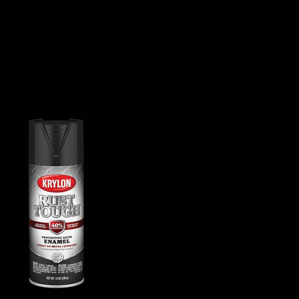 Krylon Rust Tough 12 Oz. Satin Alkyd Enamel Spray Paint, Black