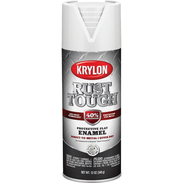 Krylon Rust Tough 12 Oz. Flat Alkyd Enamel Spray Paint, White