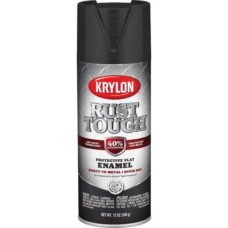 Krylon Rust Tough 12 Oz. Flat Alkyd Enamel Spray Paint, Black