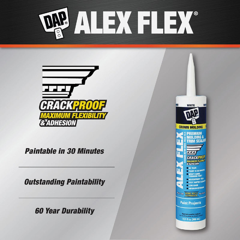Dap Alex Flex 10.1 Oz. Premium Molding & Trim Acrylic Latex Siliconized Sealant, White