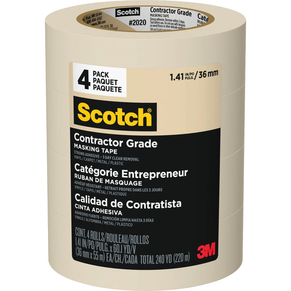 Scotch 1.41 In. x 60.1 Yd. Contractor Grade Masking Tape (4-Pack)