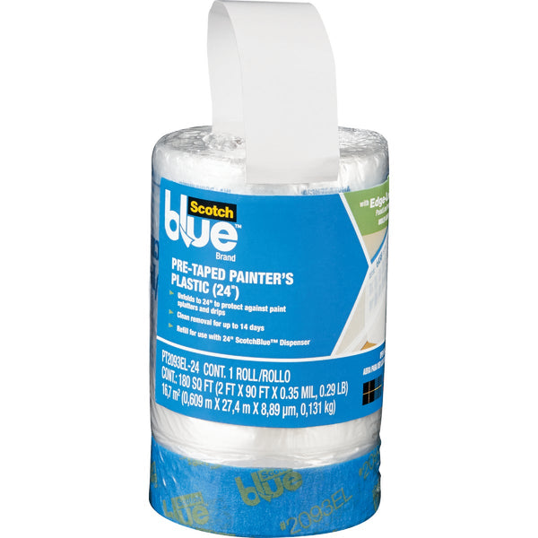 ScotchBlue Pre-Taped Painter's Plastic, 24 In. x 30 Yd., 1 Roll