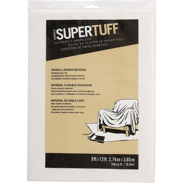 Trimaco SuperTuff 9 Ft. x 12 Ft. Paper/Poly Drop Cloth