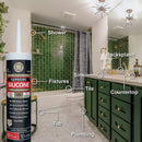 GE Supreme Silicone Kitchen & Bath Sealant, White, 10.1  Oz. Cartridge