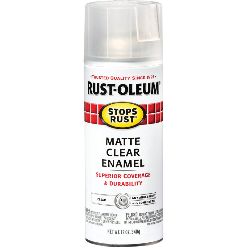 Rust-Oleum Stops Rust 12 Oz. Matte Clear Enamel Spray Paint, Clear