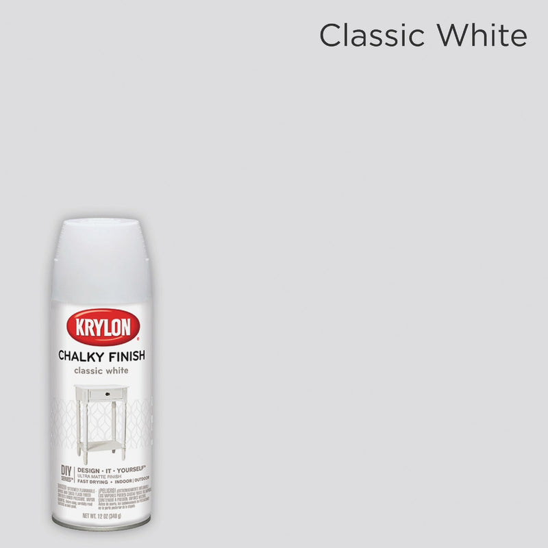 Krylon CHALKY FINISH 12 Oz. Ultra Matte Chalk Spray Paint, Classic White