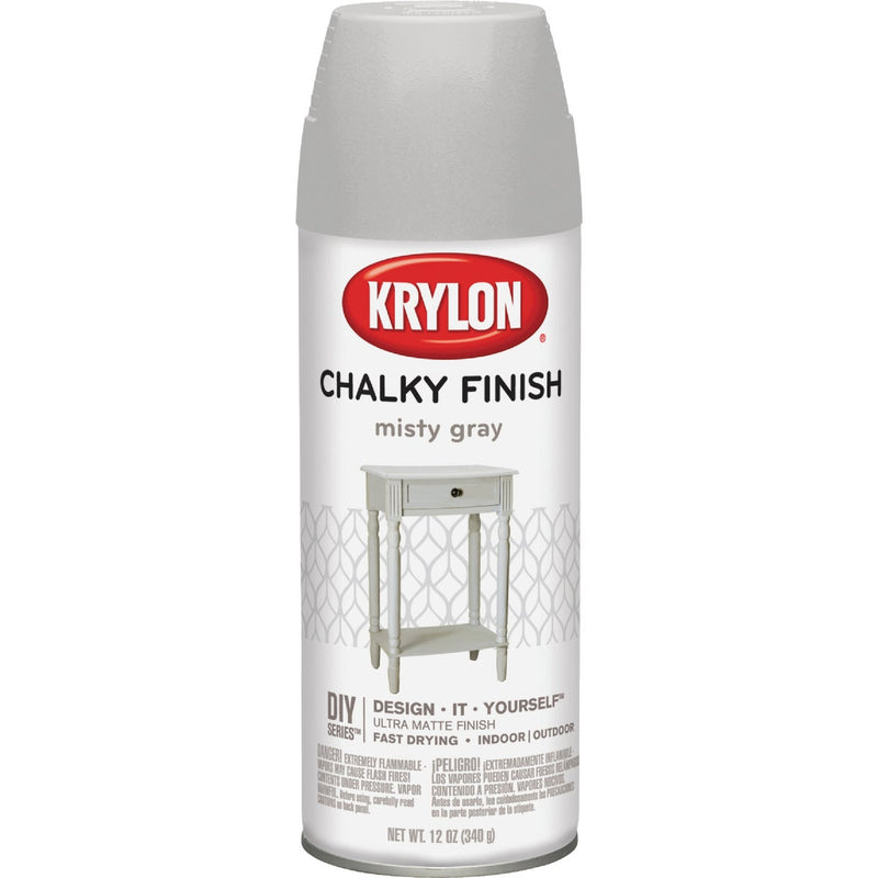 Krylon CHALKY FINISH 12 Oz. Ultra Matte Chalk Spray Paint, Misty Gray