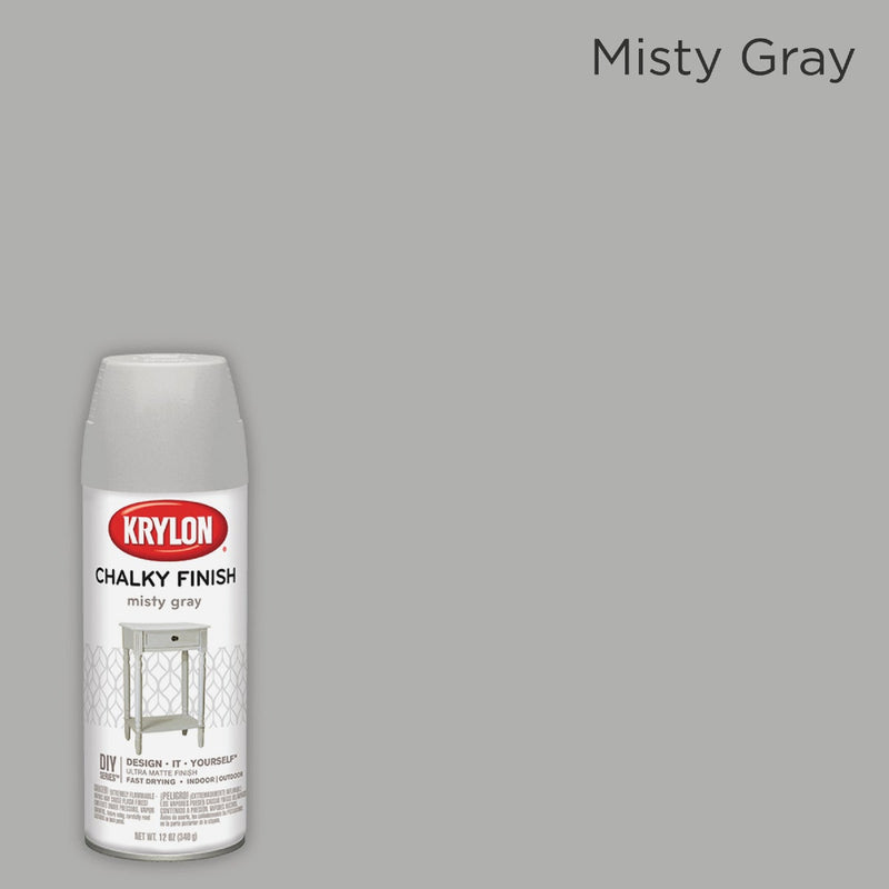 Krylon CHALKY FINISH 12 Oz. Ultra Matte Chalk Spray Paint, Misty Gray