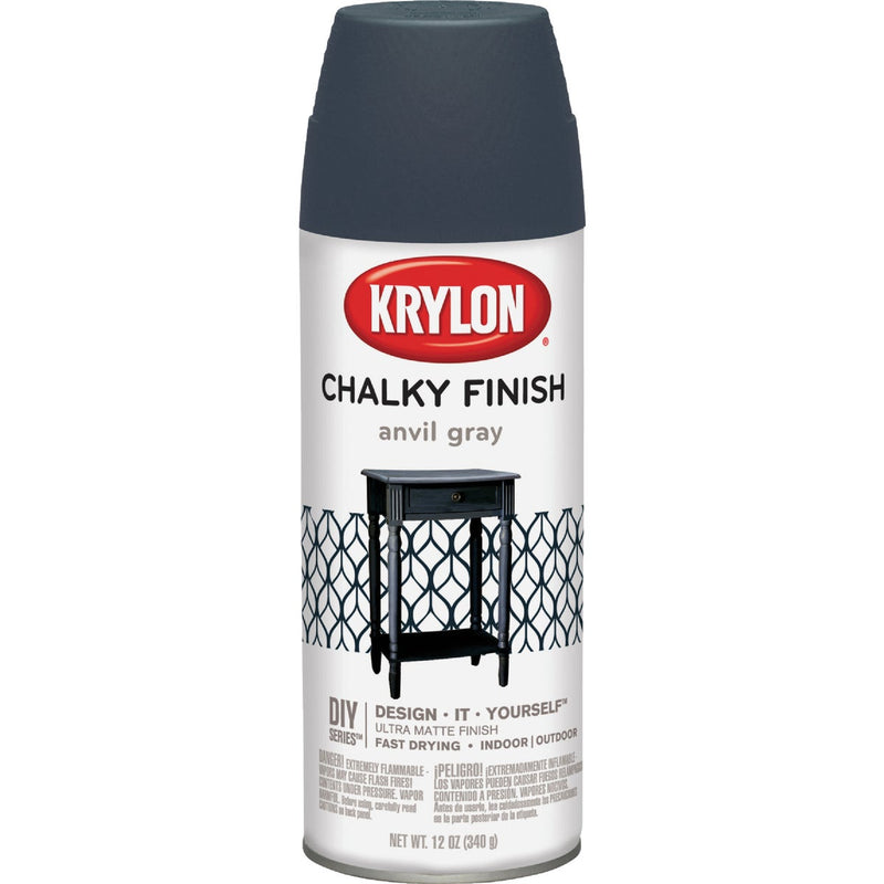 Krylon CHALKY FINISH 12 Oz. Ultra Matte Chalk Spray Paint, Anvil Gray