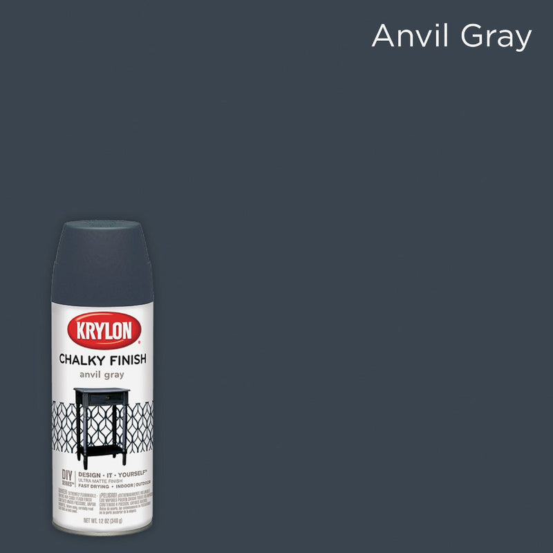 Krylon CHALKY FINISH 12 Oz. Ultra Matte Chalk Spray Paint, Anvil Gray