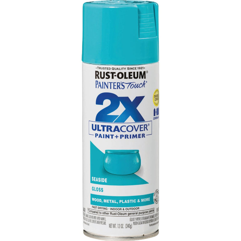 Rust-Oleum Painter's Touch 2X Ultra Cover 12 Oz. Gloss Paint + Primer Spray Paint, Seaside