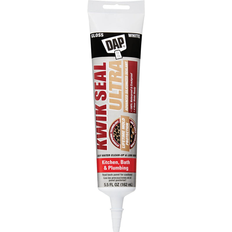 DAP KWIK SEAL ULTRA 5.5 Oz. White Siliconized Kitchen & Bath Sealant