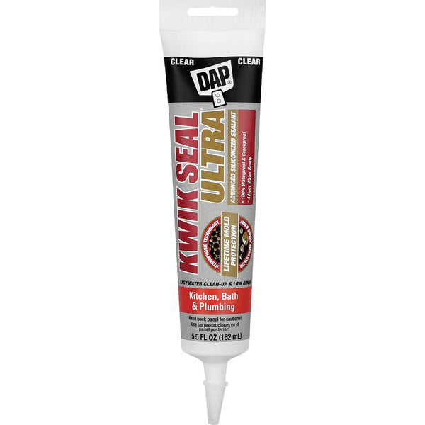 DAP KWIK SEAL ULTRA 5.5 Oz. Clear Siliconized Kitchen & Bath Sealant