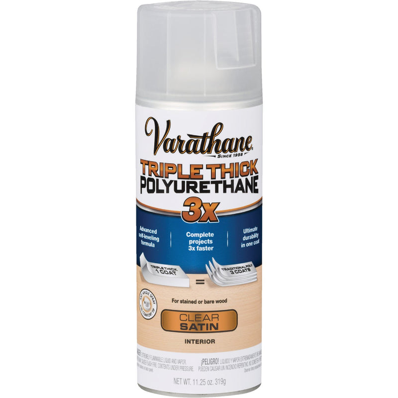 Varathane Triple Thick Satin Clear Spray Polyurethane, 11.25 Oz.