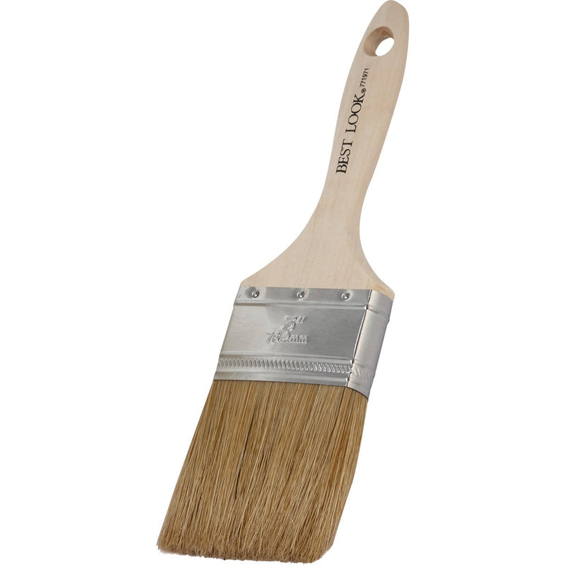 Best Look 3 In. Flat White Natural China Bristle Paint Brush