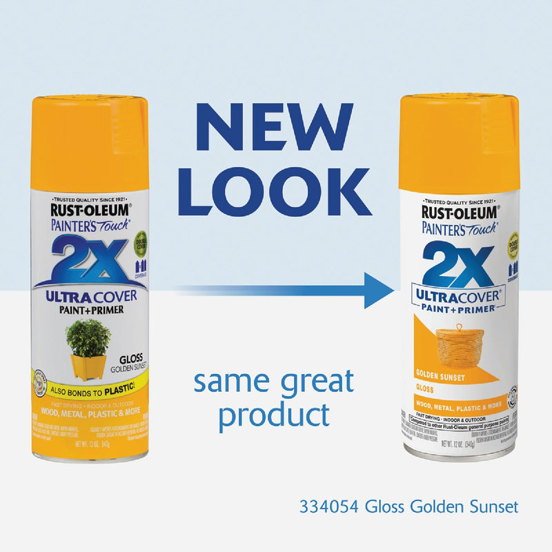 Rust-Oleum Painter's Touch 2X Ultra Cover 12 Oz. Gloss Paint + Primer Spray Paint, Golden Sunset