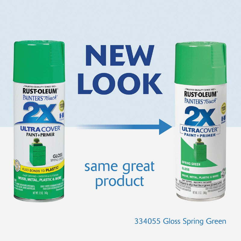 Rust-Oleum Painter's Touch 2X Ultra Cover 12 Oz. Gloss Paint + Primer Spray Paint, Spring Green