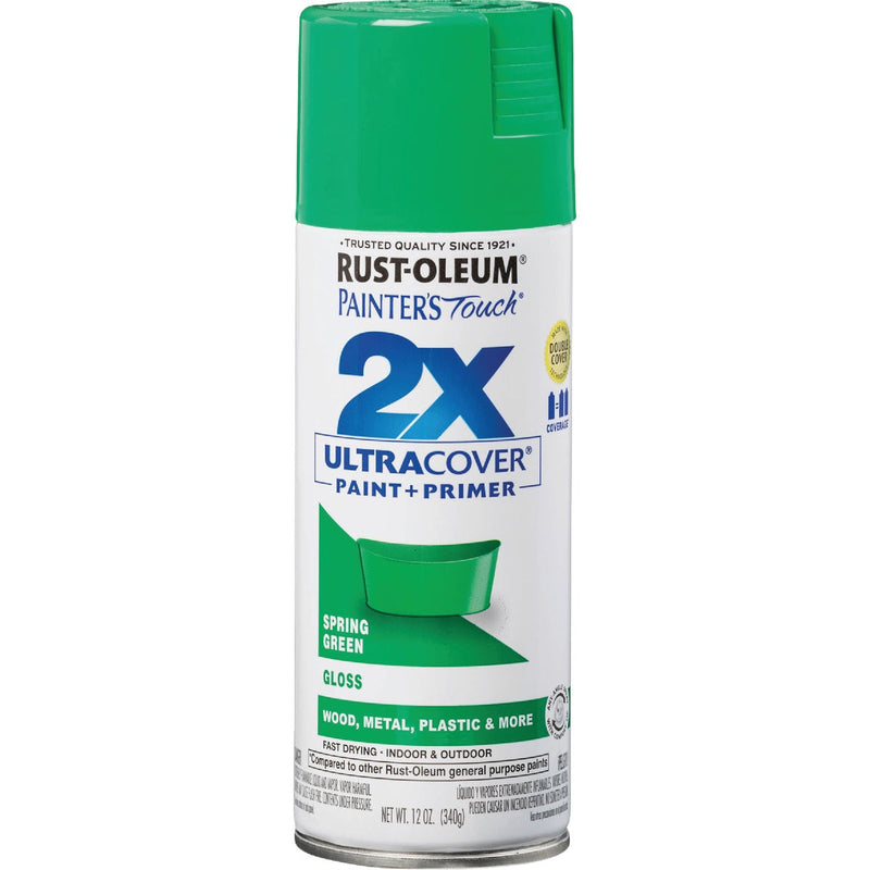 Rust-Oleum Painter's Touch 2X Ultra Cover 12 Oz. Gloss Paint + Primer Spray Paint, Spring Green