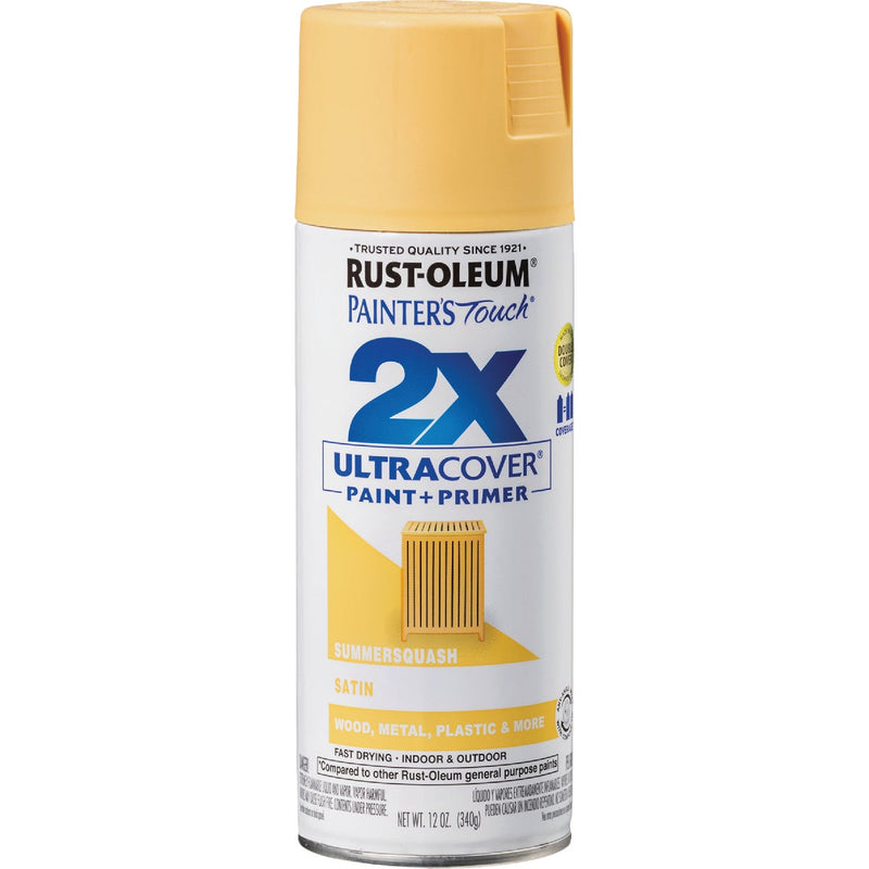 Rust-Oleum Painter's Touch 2X Ultra Cover 12 Oz. Satin Paint + Primer Spray Paint, Summer Squash