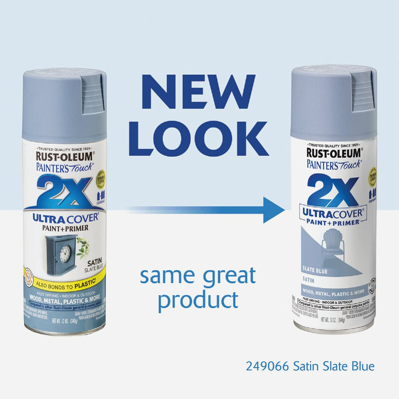 Rust-Oleum Painter's Touch 2X Ultra Cover 12 Oz. Satin Paint + Primer Spray Paint, Slate Blue