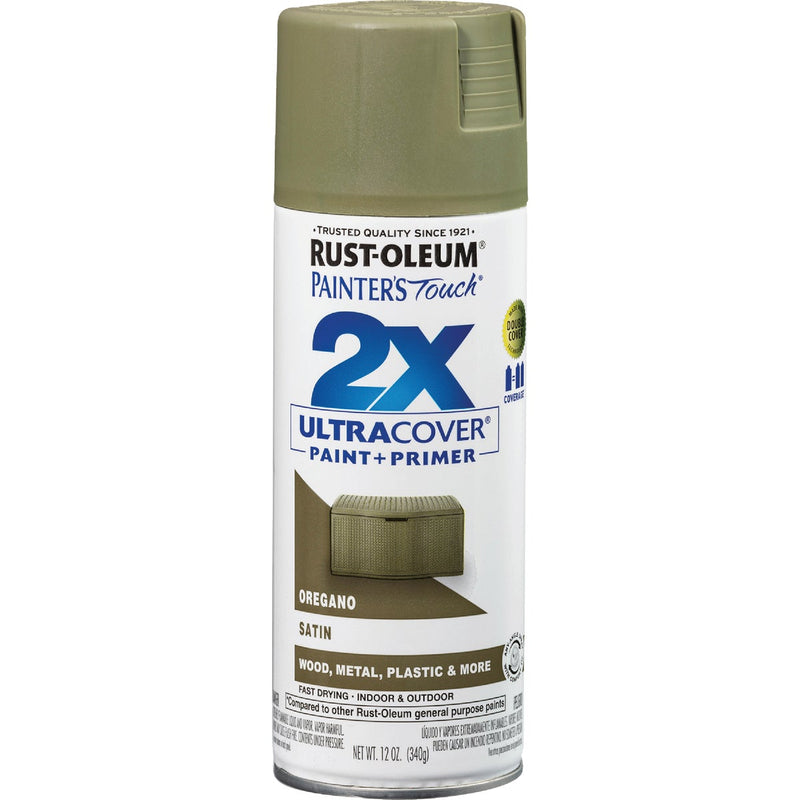 Rust-Oleum Painter's Touch 2X Ultra Cover 12 Oz. Satin Paint + Primer Spray Paint, Oregano