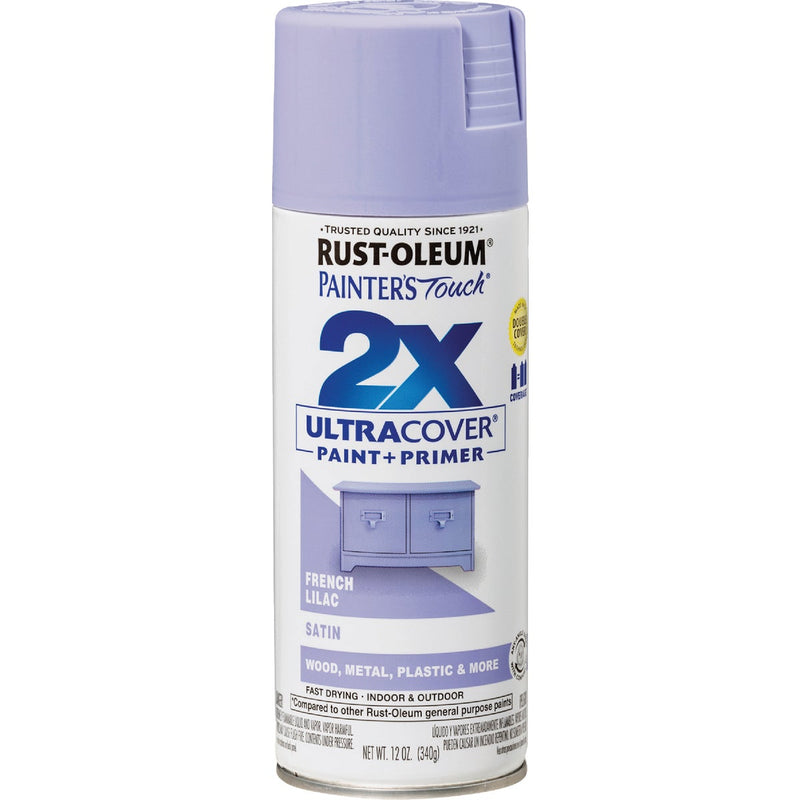 Rust-Oleum Painter's Touch 2X Ultra Cover 12 Oz. Satin Paint + Primer Spray Paint, French Lilac